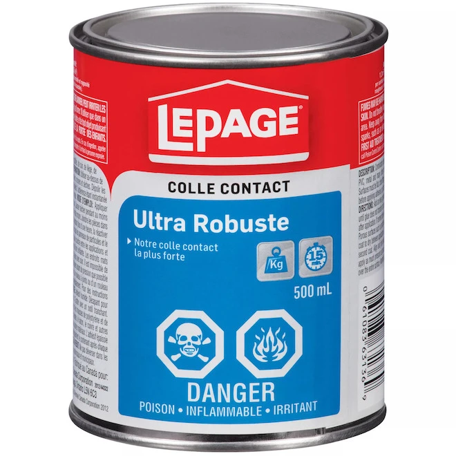Colle Contact Robuste LePage, Jaune/beige, à Base De Solvant, Séchage Rapide, 500 Ml 3 Colle Contact Robuste LePage, Jaune/beige, à Base De Solvant, Séchage Rapide, 500 Ml