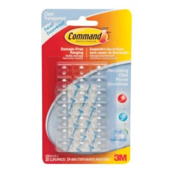 COMMAND Pinces Décoratives En Plastique, Transparent, Paquet De 20