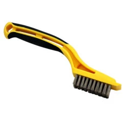 Mini-brosse De Métal Richard, Crins En Acier Inoxydable, Grattoir En Plastique Intégré, Manche En Caoutchouc