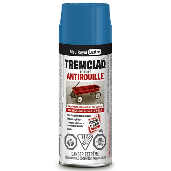 Peinture Antirouille En Aérosol Tremclad, 340 G, Bleu Royal, Lustré 3 Peinture Antirouille En Aérosol Tremclad, 340 G, Bleu Royal, Lustré