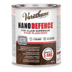 Fini Supérieur Pour Plancher NanoDefence De Varathane, Clair Lustré, à Base D'eau, 946 Ml