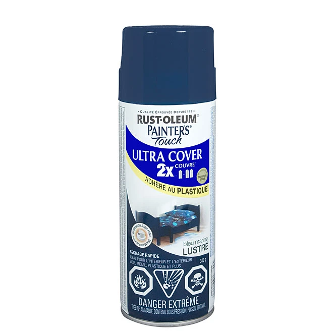 Peinture En Aérosol Ultra Cover 2X, Intérieur/extérieur, 340 G, Bleu Marine, Lustré 3 Peinture En Aérosol Ultra Cover 2X, Intérieur/extérieur, 340 G, Bleu Marine, Lustré
