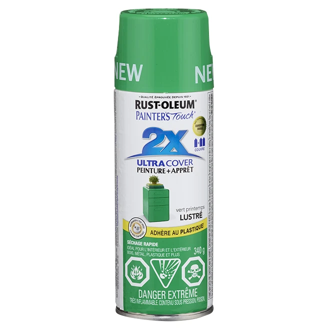 Peinture En Aérosol 2X Ultra Cover, Intérieur/extérieur, 340 G, Fini Lustré, Vert Printemps 3 Peinture En Aérosol 2X Ultra Cover, Intérieur/extérieur, 340 G, Fini Lustré, Vert Printemps