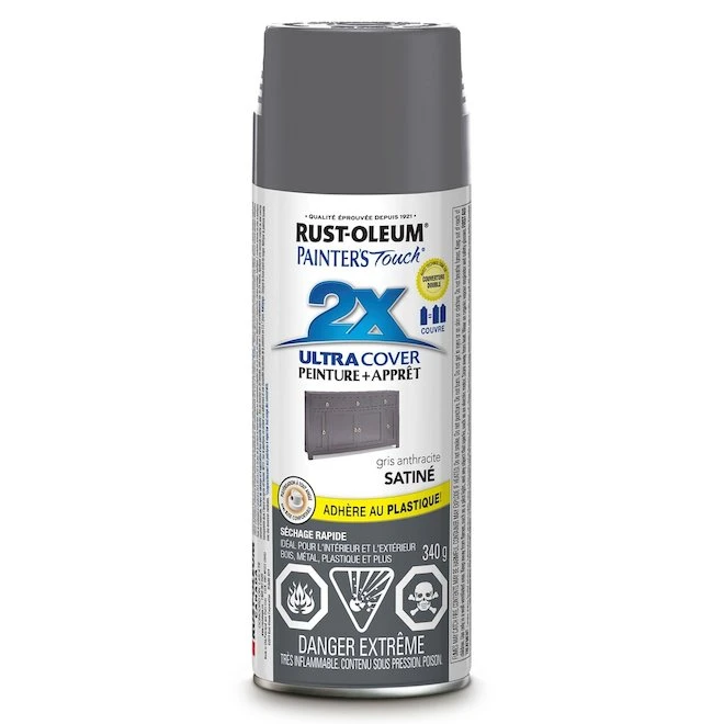 Peinture En Aérosol Et Apprêt Painter's Touch De Rust-Oleum, Gris Lustré (11 Oz) 3 Peinture En Aérosol Et Apprêt Painter's Touch De Rust-Oleum, Gris Lustré (11 Oz)