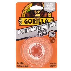 Ruban De Montage à Double Face Gorilla, Transparent, Qualité Industrielle, 60 Po L. X 1 Po L.