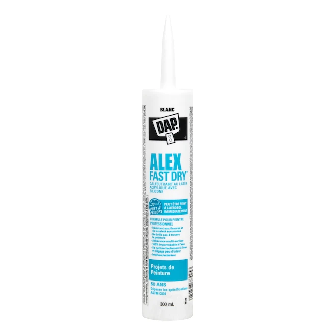 Scellant Au Latex Acrylique Et Silicone Alex Fast Dry Par DAP, 300 Ml, Blanc 3 Scellant Au Latex Acrylique Et Silicone Alex Fast Dry Par DAP, 300 Ml, Blanc