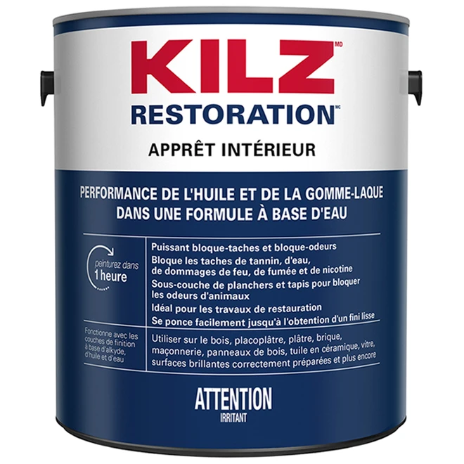 Apprêt Intérieur à Base D'eau Kilz Max, 3,79 L, Blanc 3 Apprêt Intérieur à Base D'eau Kilz Max, 3,79 L, Blanc
