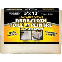 Toile De Protection Plastifiée StainPro, Coton, Anti-fuite, 12 Pi X 5 Pi