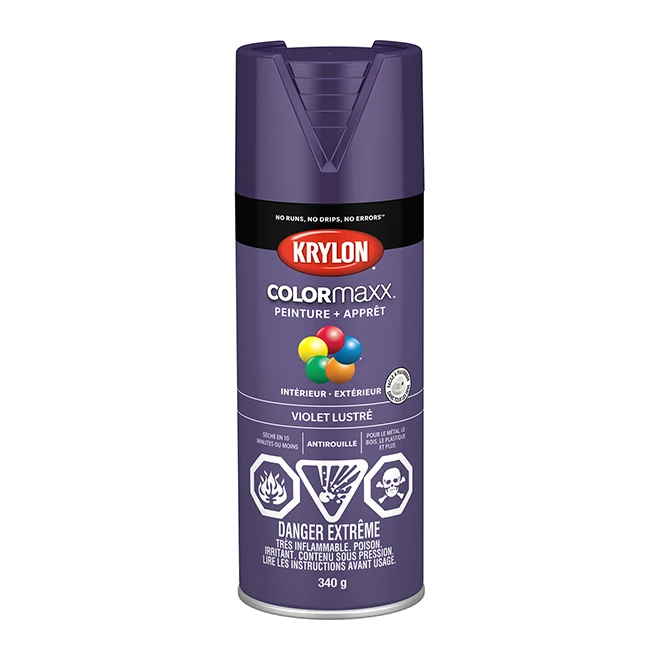 Krylon Peinture Et Apprêt COLORmaxx, Aérosol, 340 G, Violet Lustré 3 Krylon Peinture Et Apprêt COLORmaxx, Aérosol, 340 G, Violet Lustré