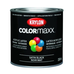 Peinture à émail Intérieure/extérieure COLORmaxx à Base D'eau, Noir Satiné (236 ML)