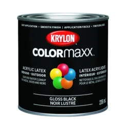 Krylon Peinture à émail Intérieure/extérieure COLORmaxx à Base D'eau, Noir Lustré (236 ML)