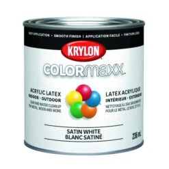 Krylon Peinture à émail Intérieure/extérieure COLORmaxx à Base D'eau, Blanc Satiné (236 ML)