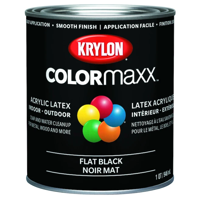 Peinture à émail Intérieure/extérieure COLORmaxx à Base D'eau, Noir Mat (32 Oz) 3 Peinture à émail Intérieure/extérieure COLORmaxx à Base D'eau, Noir Mat (32 Oz)