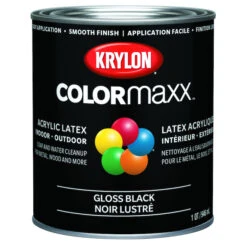 Peinture à émail Intérieure/extérieure COLORmaxx à Base D'eau, Noir Lustré (32 Oz)