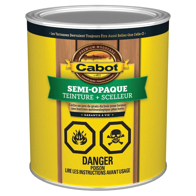 Teinture Extérieure à Teinter, Pré-teinté Cabot Base Neutre, Semi-opaque, Teinture Et Scelleur En Un, 946 Ml 3 Teinture Extérieure à Teinter, Pré-teinté Cabot Base Neutre, Semi-opaque, Teinture Et Scelleur En Un, 946 Ml