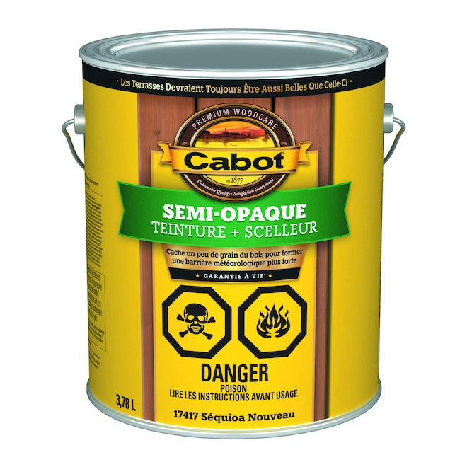 Teinture Extérieure Et Scelleur Cabot, Pré-teinté, Nouveau Sequoia, Semi-transparent 3,78 L 3 Teinture Extérieure Et Scelleur Cabot, Pré-teinté, Nouveau Sequoia, Semi-transparent 3,78 L