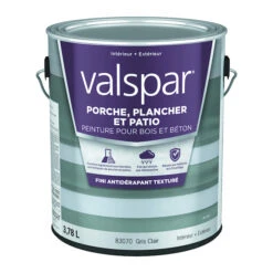 Peinture Pour Patio Et Plancher Valspar Anti-Skid Pour Intérieur Et Extérieur, Gris Satiné (3,78 L)