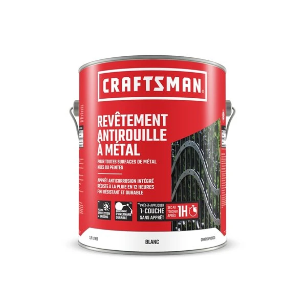 Revêtement Antirouille Blanc Semi-brillant Pour Métal Craftsman De 3,78 L 3 Revêtement Antirouille Blanc Semi-brillant Pour Métal Craftsman De 3,78 L