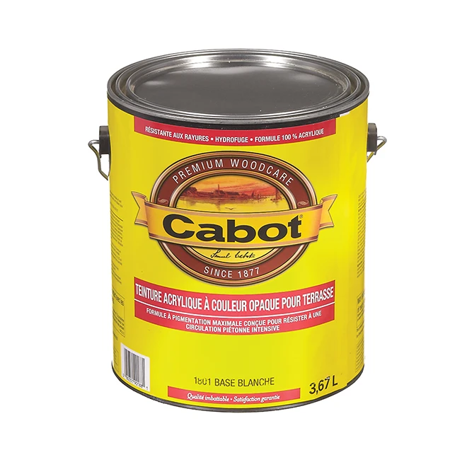 Teinture Acrylique Pour Terrasse Cabot, Blanc, à Base D'eau, 3,67 L 3 Teinture Acrylique Pour Terrasse Cabot, Blanc, à Base D'eau, 3,67 L