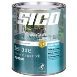 Teinture Opaque D'extérieur Pour Bois Sico, Blanc, Satiné, à Base D'eau, 946 Ml