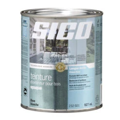 Teinture Acrylique Pour Bois D'extérieur Sico, à Base D'eau, Opaque, Blanc, 946 Ml
