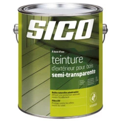 Teinture D'extérieur Pour Bois à Base D'eau Sico, Semi-transparent, Naturel, Satiné, 3,78 L