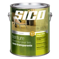 Teinture D'extérieur Pour Bois à Base D'eau Sico, Semi-transparent, Cèdre, Satiné, 3,78 L