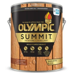 Teinture + Scellant Olympic Summit Woodland Oil, Transparent, Marron De Kona, 3,78 L