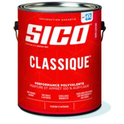 Peinture-apprêt D'intérieur 100% Acrylique Sico Classique, Base 3, Fini Semi-lustré, 3,78 L