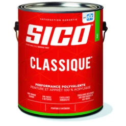 Peinture-apprêt D'intérieur 100% Acrylique Sico Classique, Base 2, Fini Mat, 3,78 L