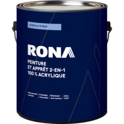 Peinture-apprêt D'intérieur 2-en-1 à L'acrylique Project Source Plus, Blanc, Fini Coquille D'oeuf, 3,78 L