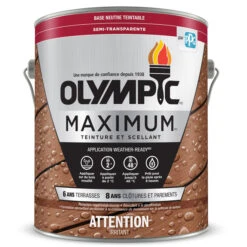 Teinture Et Scellant D'extérieur Pour Bois Olympic Maximum, Semi-transparent, Base Neutre, 3,78 L