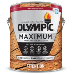 Teinture Et Scellant D'extérieur Pour Bois Olympic Maximum, Semi-transparent, Cèdre, 3,78 L