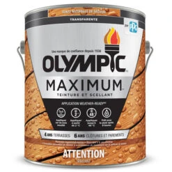 Teinture Et Scellant D'extérieur Pour Bois Olympic Maximum, Semi-transparent, Séquoia, 3,78 L