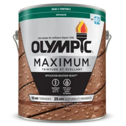 Teinture Et Scellant D'extérieur Pour Bois Olympic Maximum, Opaque, Base 2, 3,78 L