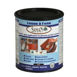 Laque Saman Intérieur à Base D'eau Clair Mat Couvre 125 Pi Ca 946 Ml